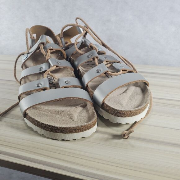 Papillio Birkenstock Cleo 39 Narrow Gladiator Silver Leather Sandals Metallic - Picture 7 of 8